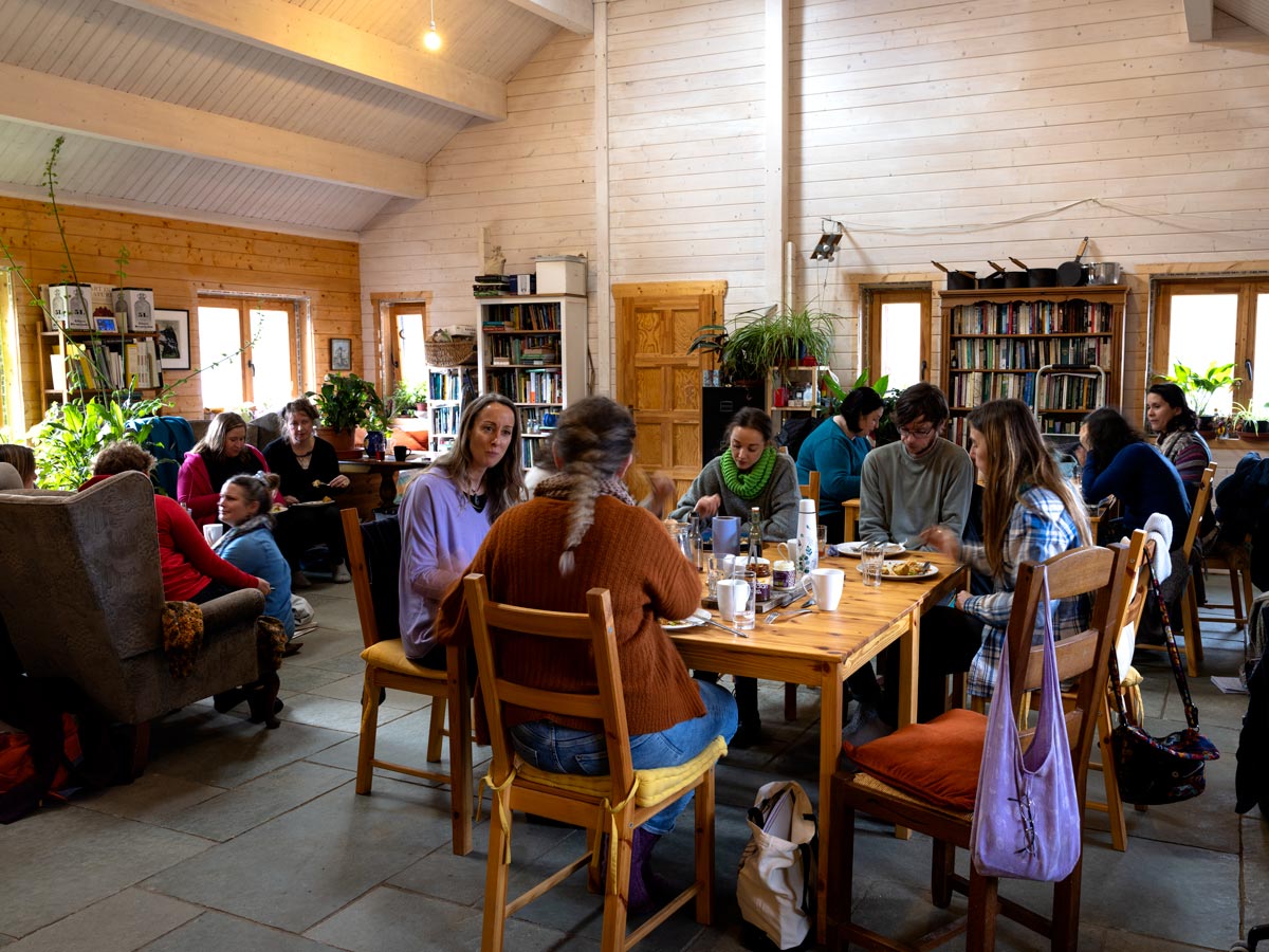 Year 2 apprenticeship students enjoying the good vegan food for lunch (with permission)