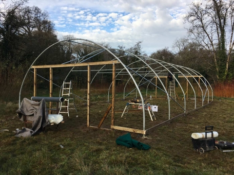 The large poytunnel going up in the Community field 2020